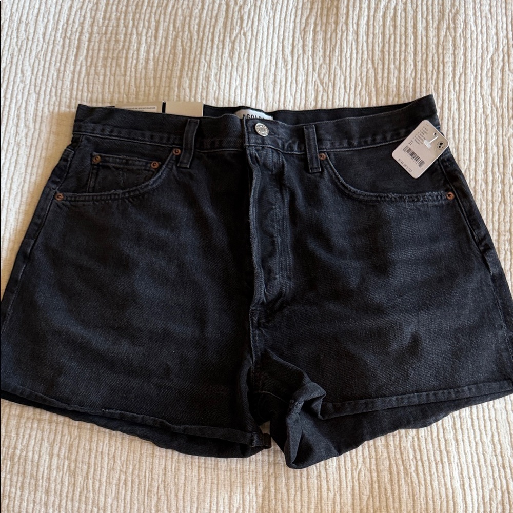 Agolde Dee Short Classic Black Denim Women's